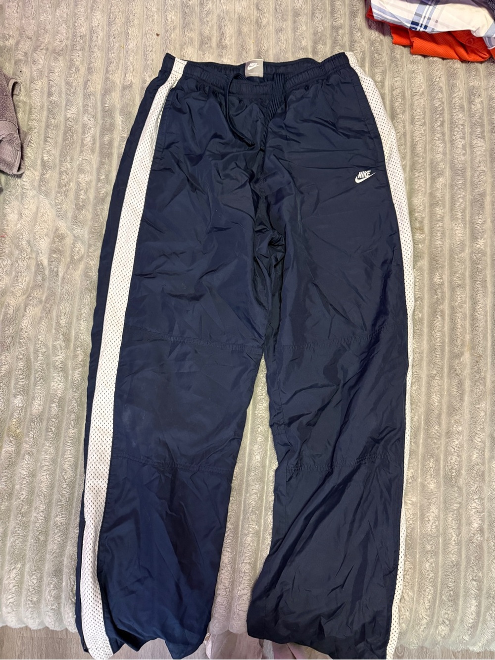 Nike men’s Navy Track Pants with White Side Stripe